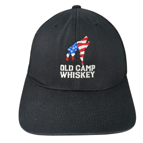Old Camp Whiskey Snapback Trucker Hat Black One Size Mesh Mesh Back Acme Hat Co. - Picture 1 of 10